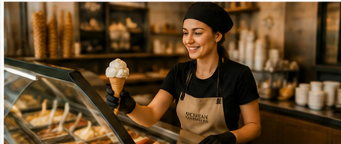 Sicilian Goodness gelato staff serving artisan gelato