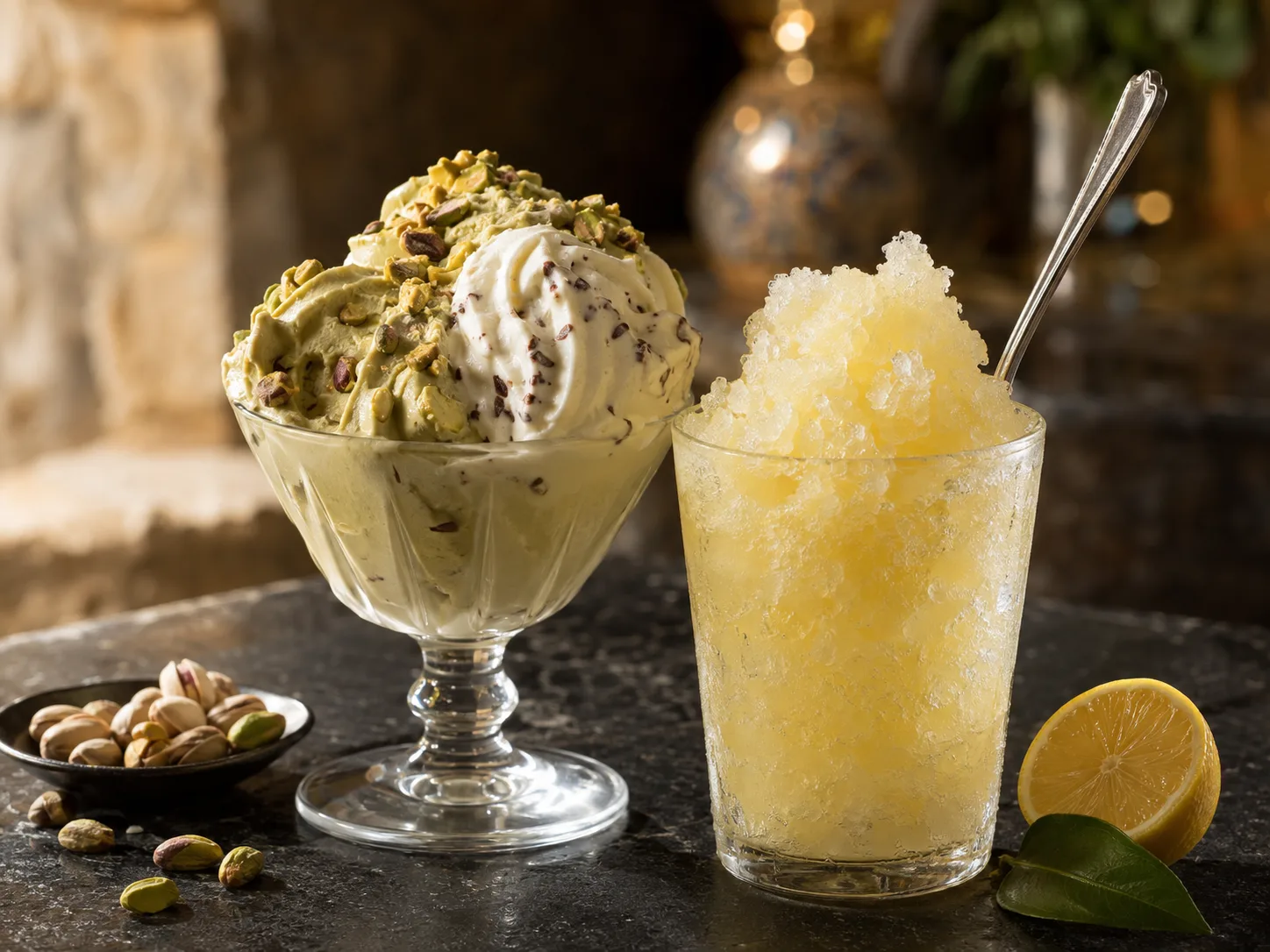 Artisan gelato and Sicilian granita