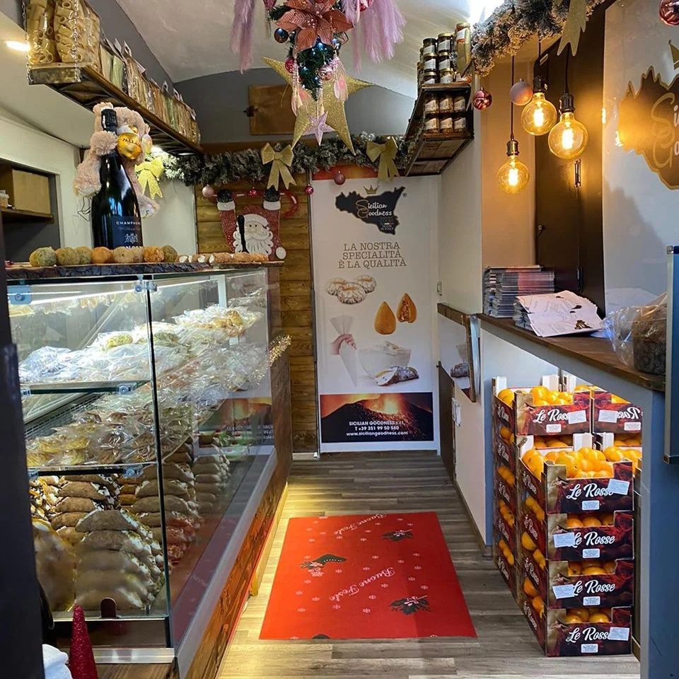 Interior of the first Sicilian Goodness pilot store at Piazza della Frutta 5 in Padua in 2019